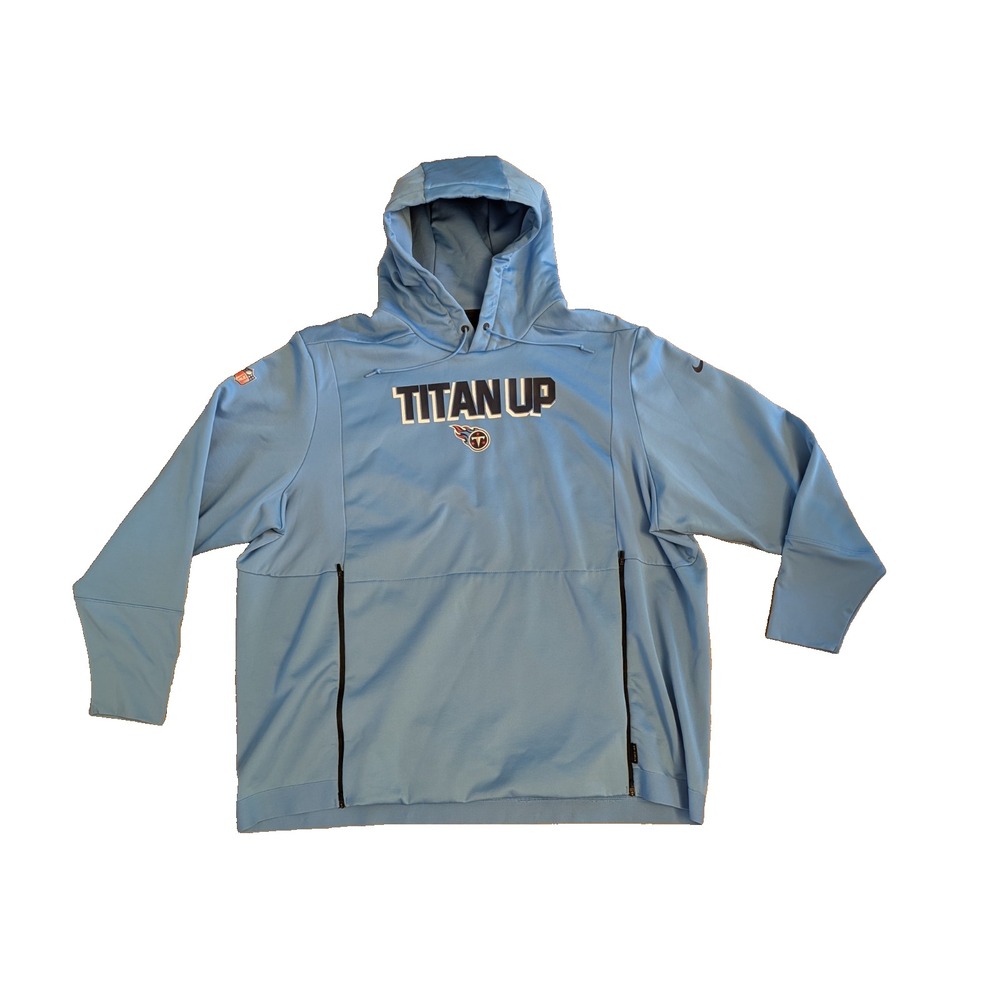 Nike NFL Tennessee Titans Titan Up Hoodie Sweatshirt Mens 3XL Light Blue Dri-Fit